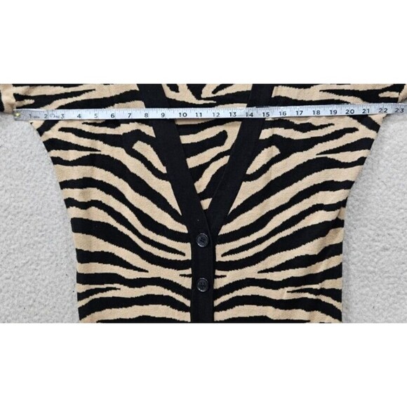 Express Women Sweater Medium Black Animal Print 100% Cotton Long Sleeve Cardigan - Picture 8 of 16